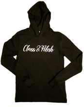 Load image into Gallery viewer,  Class & Polish Unisex Signature Script Jersey Hoodie (Black)