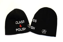 Load image into Gallery viewer, Stacked Class &amp; Polish Beanie (Black, Side Embroider, Front Logo)
