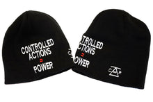Load image into Gallery viewer,  Stacked Controlled Actions = Power Beanie (Black, Side Embroider, Front Logo)
