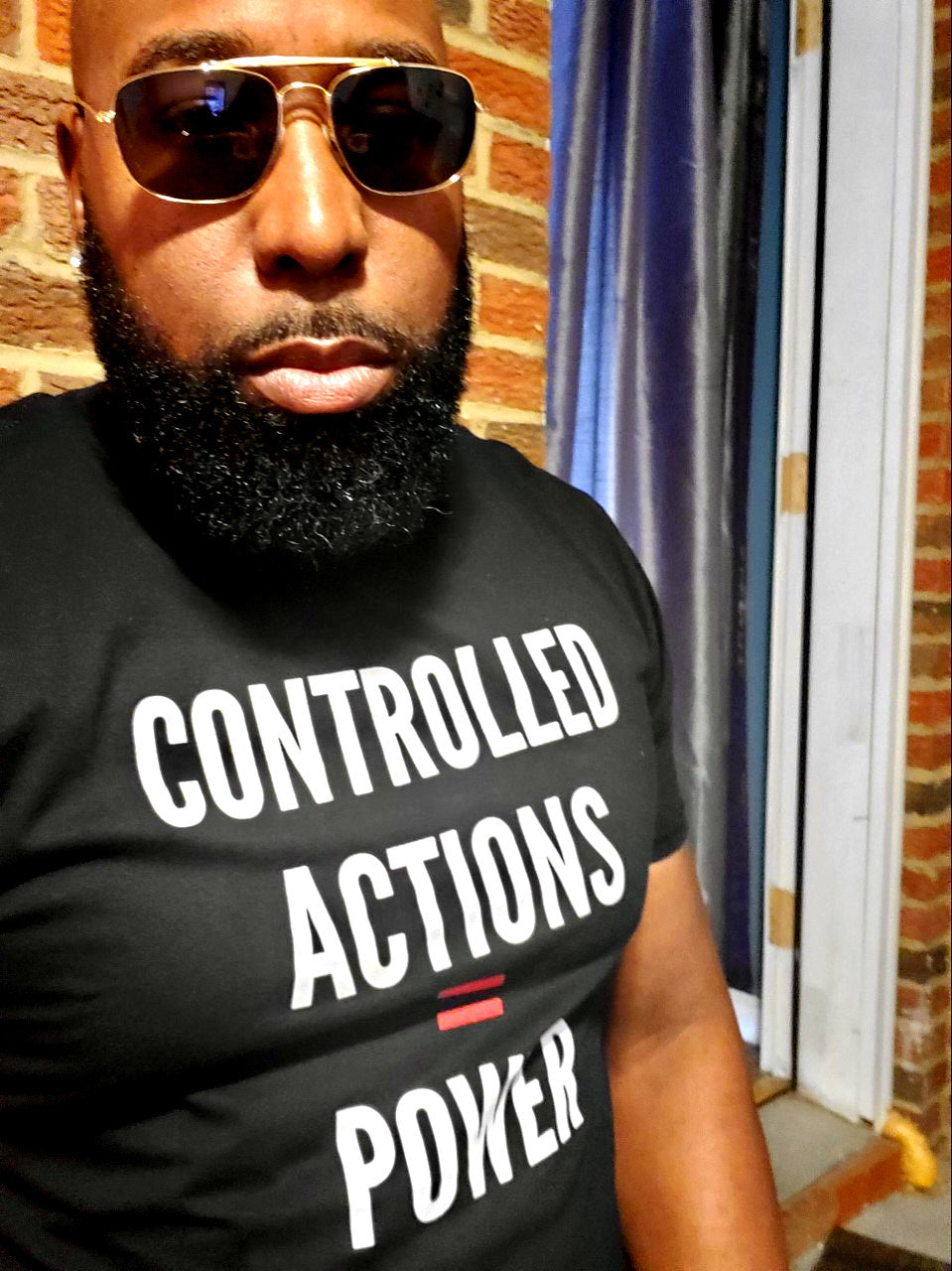 Controlled Actions = Power  Men's T-Shirt (Black)